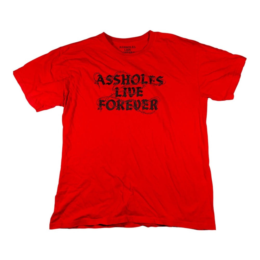 Assholes Live Forever T-Shirt Mens Large Red Barbed Wire Graphic Tee